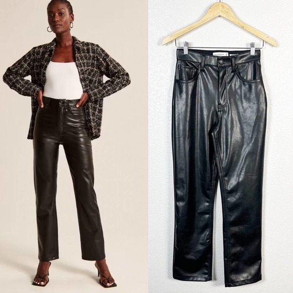 Abercrombie & Fitch Pants - Abercrombie Womens The 90s Straight Ultra High Rise Vegan Leather Pants Size 2 S